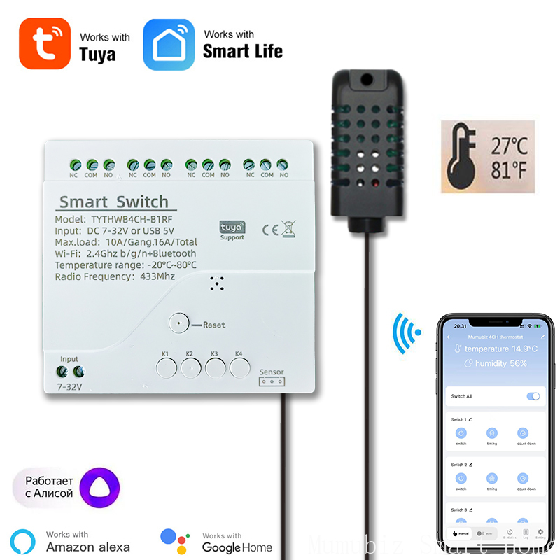Tuya Smart 7-32V WiFi 4 Channe - Tuya 4 Channel 评论和价格