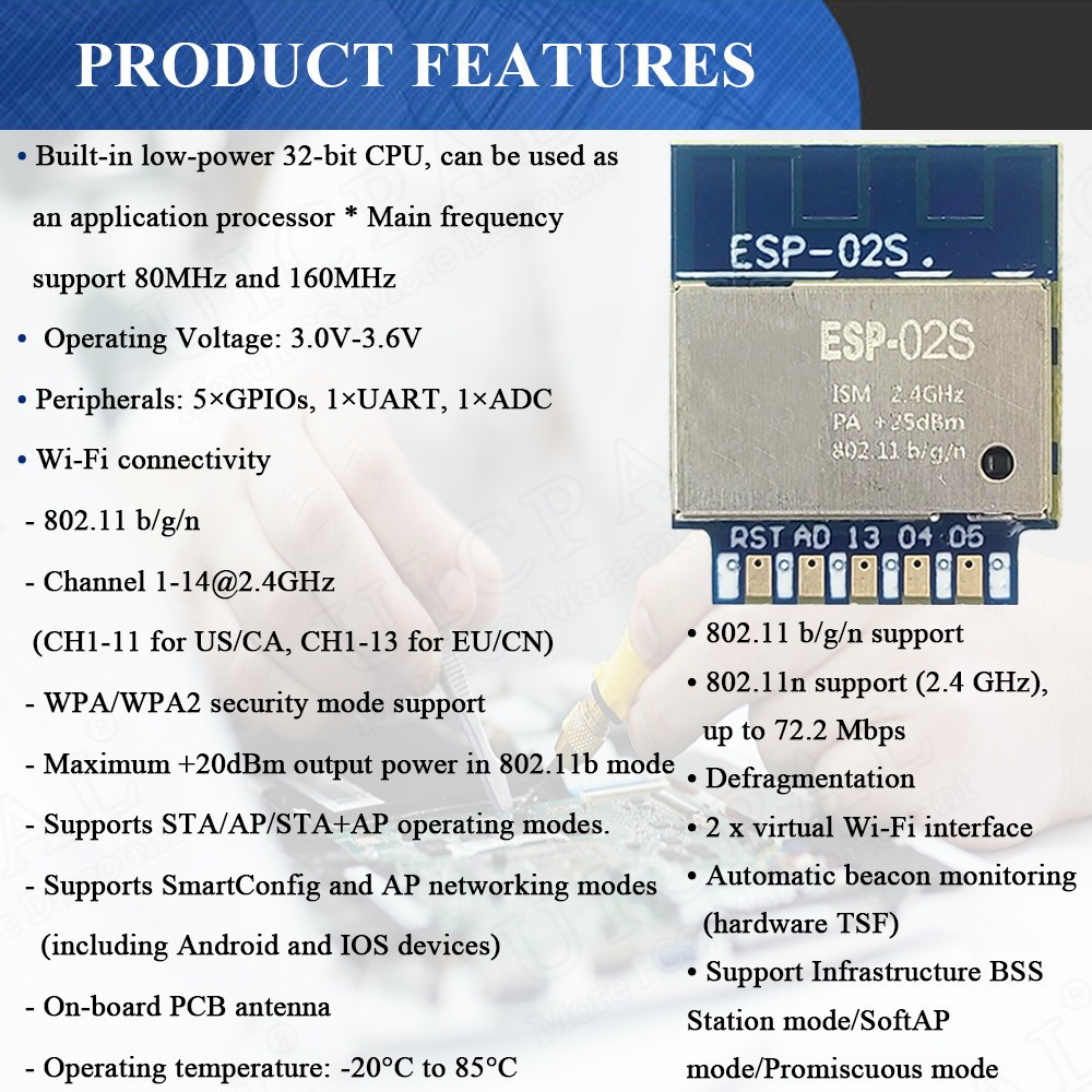 ESP-02S Serial Wireless 2.4G W - Smart Home Module Iot 评论和价格